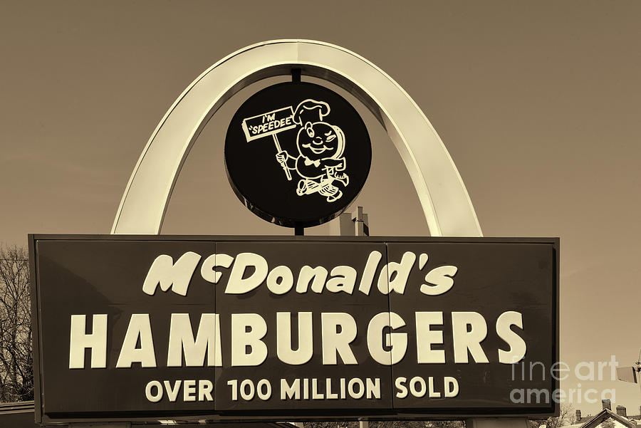 Vintage McDonalds Sign retro sepia Photograph by Paul Ward