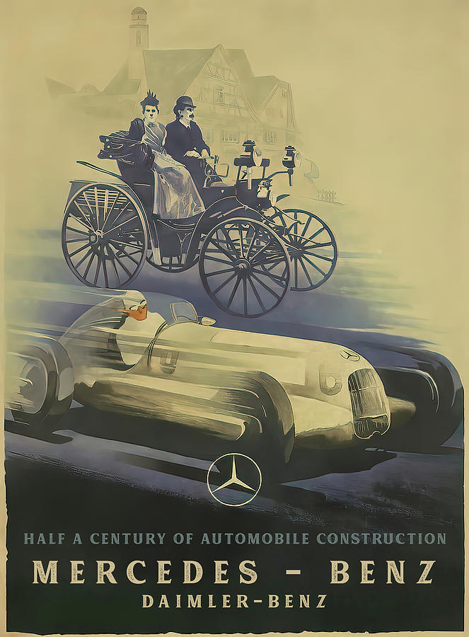 Vintage Mercedes Benz Advertising Poster Digital Art by Xposedbydesign ...