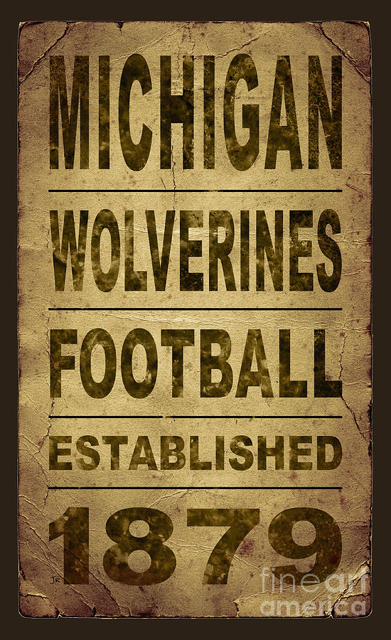 Vintage Michigan Wolverines Natural Worn Football Poster TRANSPARENT ...