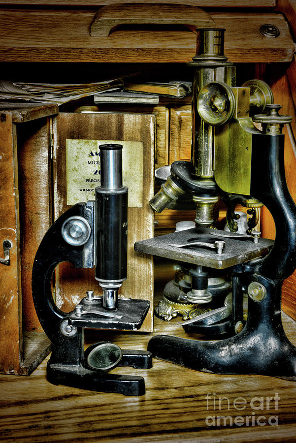 Vintage Microscopes Photograph by Paul Ward