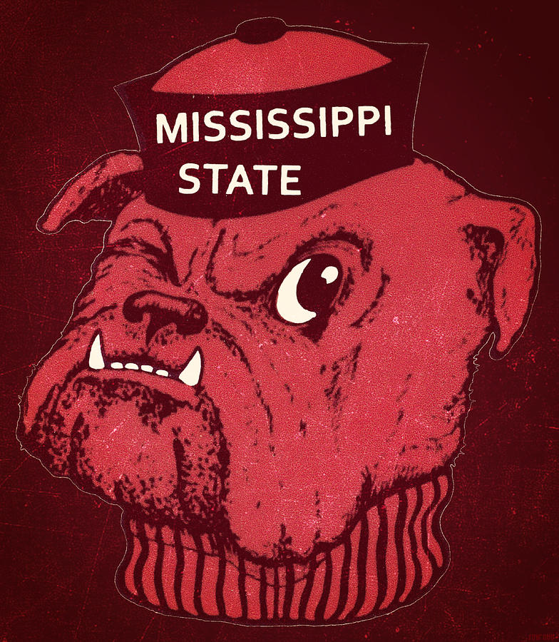 Vintage Mississippi State Bulldog Mixed Media by Row One Brand