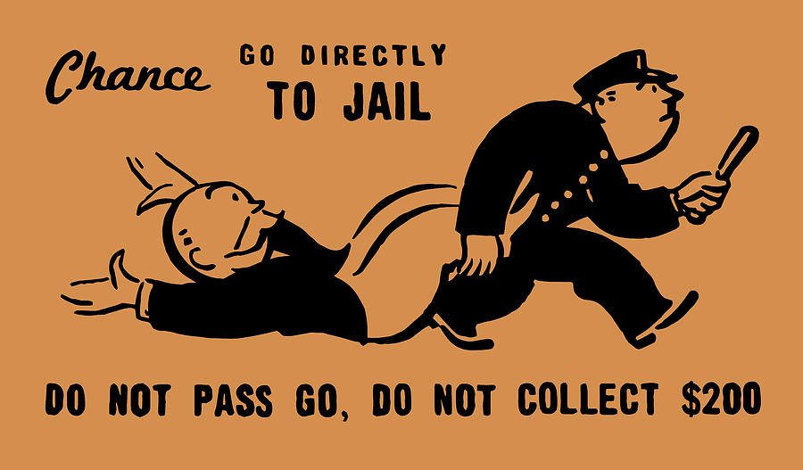 Vintage MONOPOLY Game CHANCE GO DIRECTLY to JAIL Card Digital Art by ...