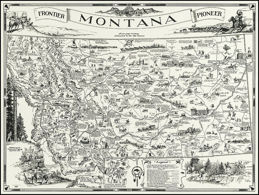 Vintage Montana Frontier Pioneer Map 1937  Photograph by Carol Japp