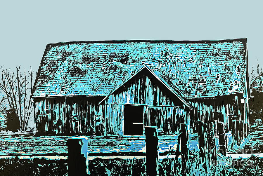 Vintage Mount Vernon Barn - Graphic Novel Style Photograph by Sea Change Vibes