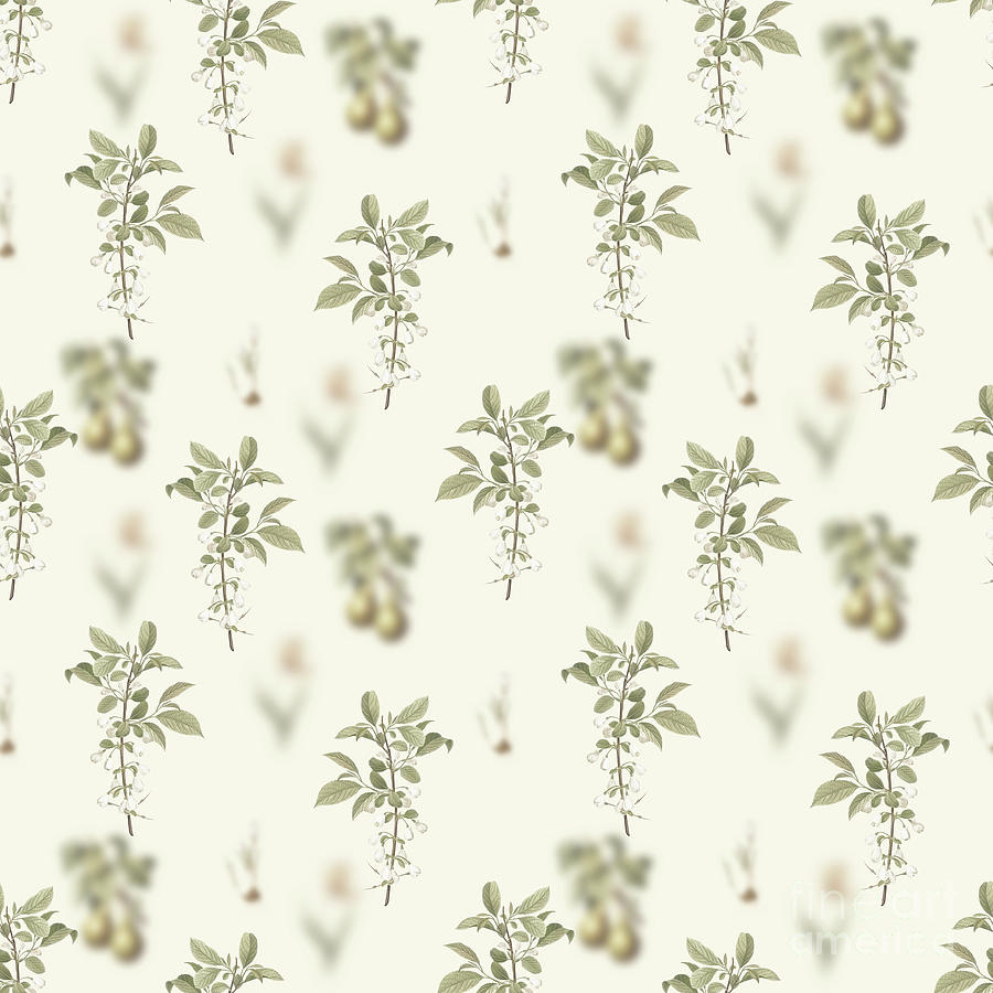Flower Mixed Media - Vintage Mountain Silverbell Boho Botanical Pattern on Soft Warm White n.0608 by Holy Rock Design