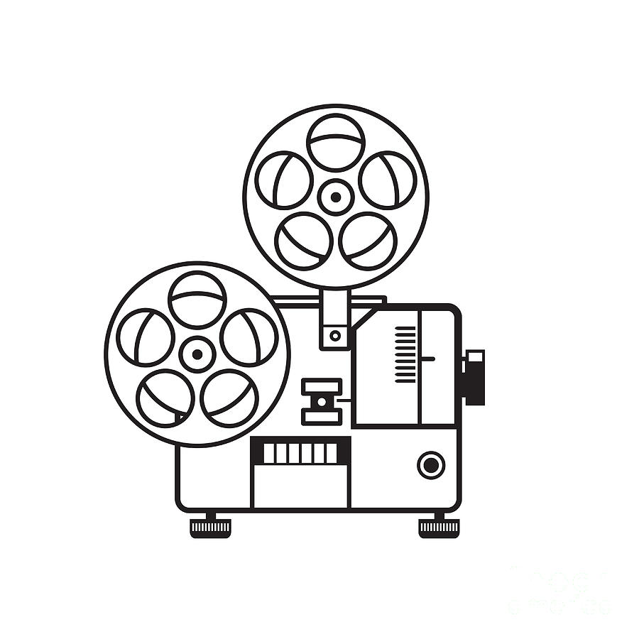 Vintage Movie Film Projector Retro Digital Art by Aloysius