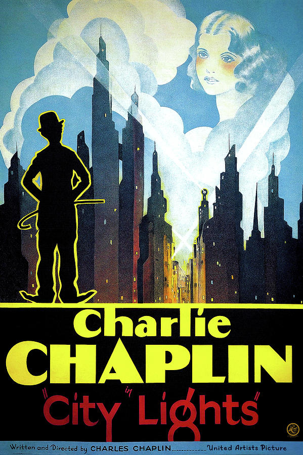 City Lights 1931 Vintage Charlie Chaplin METAL TIN SIGN WALL CLOCK 
