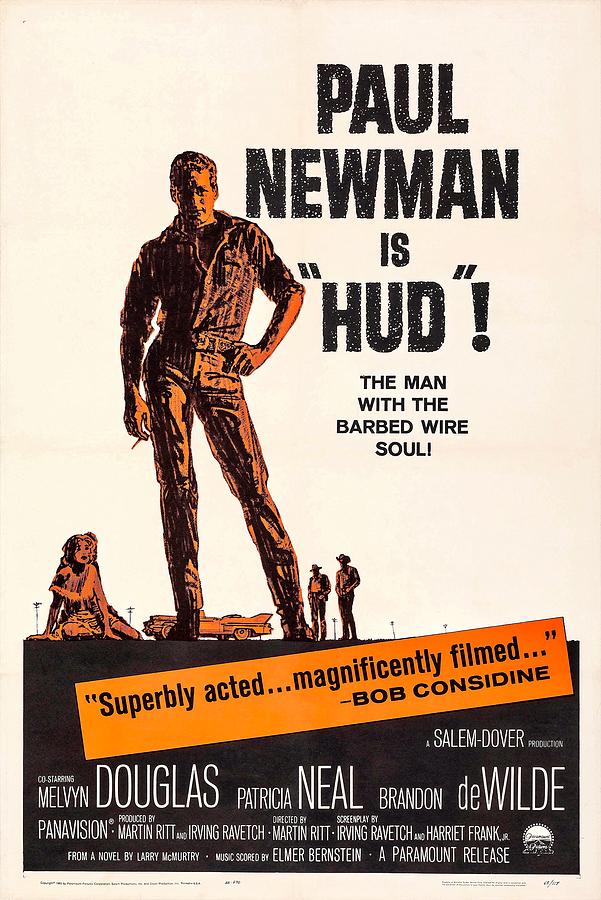 Paul Newman Mixed Media - Vintage Movie Poster - HUD 1962 by Paramount