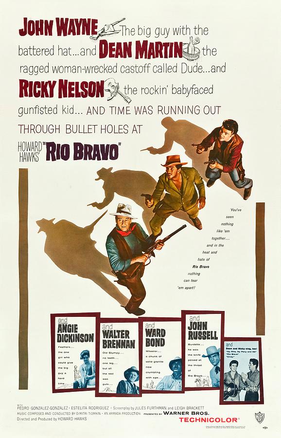 John Wayne Mixed Media - Vintage Movie Poster - Rio Bravo 1959 by Warner Bros