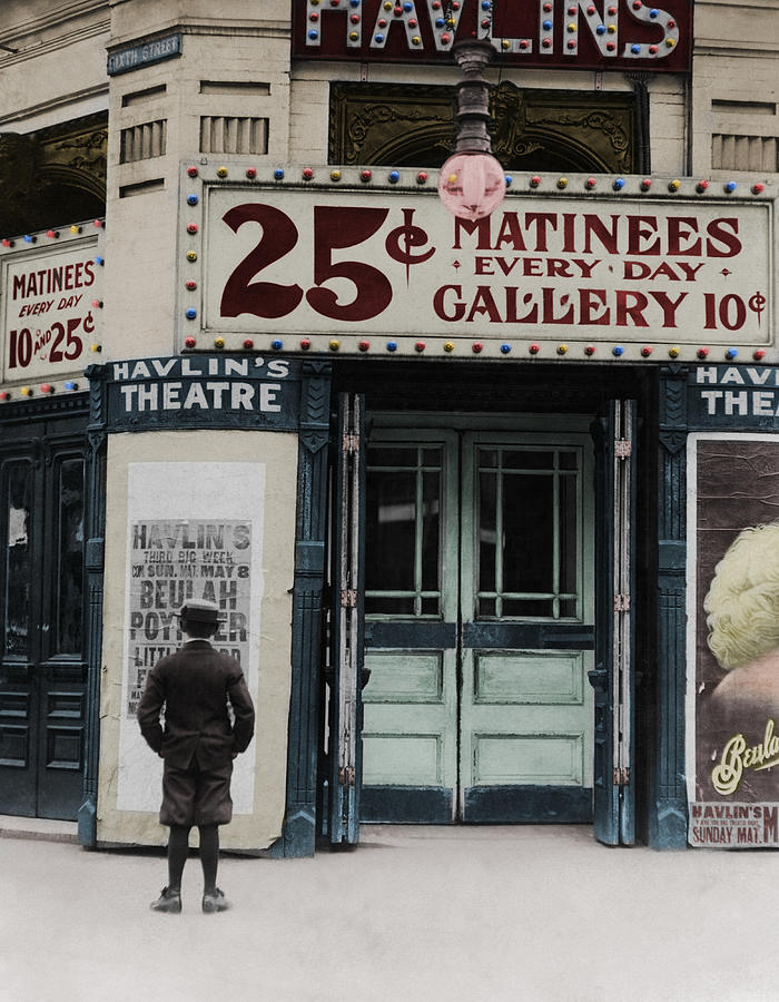 Vintage Movie Theater Marquee - St. Louis - 1910 - Colorized Photograph by War Is Hell Store