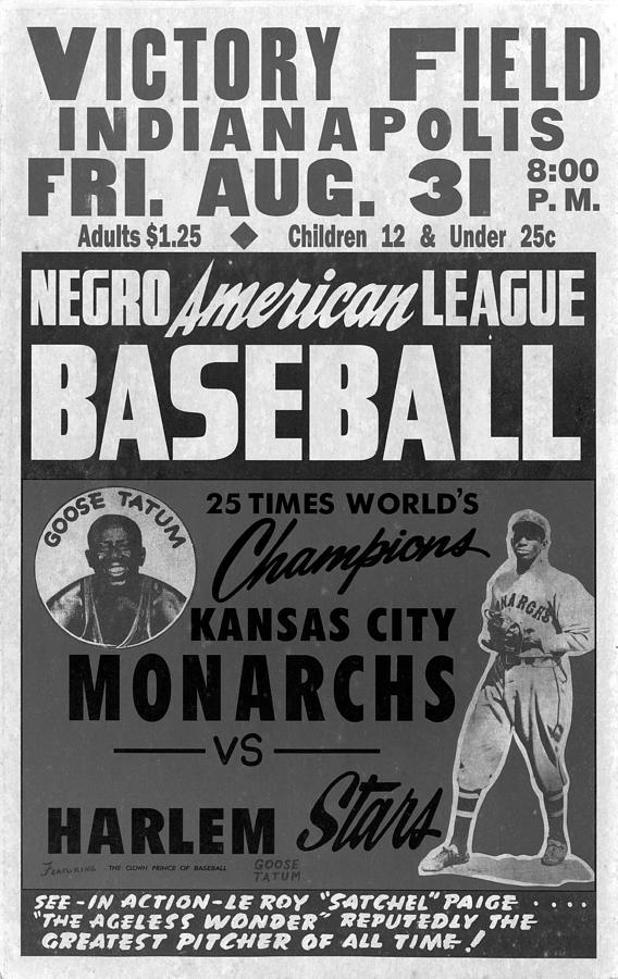 Vintage Negro American League Baseball - Black And White Mixed Media