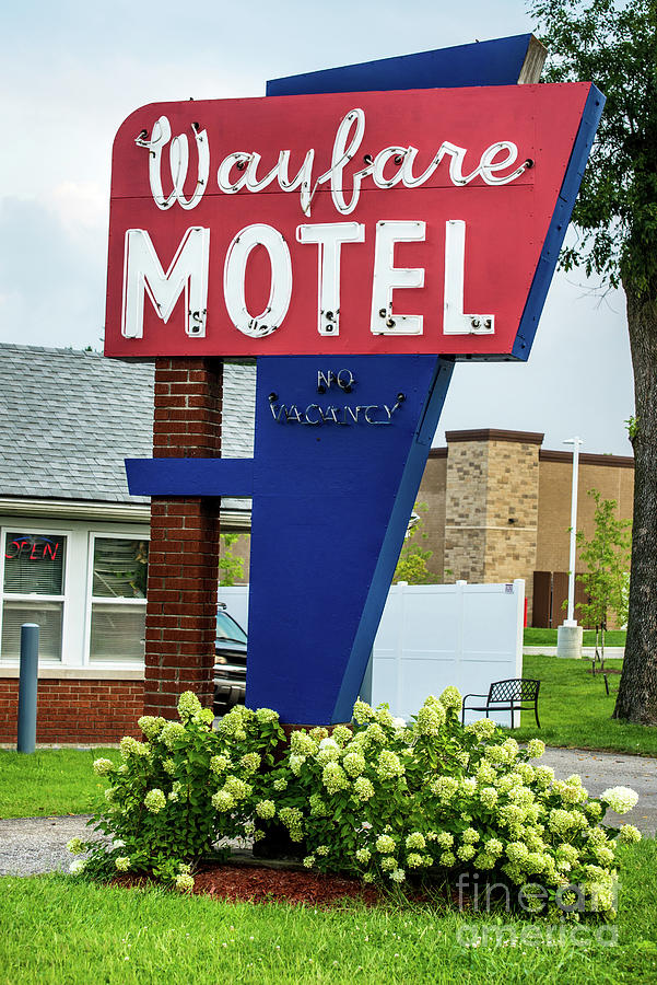 Vintage Neon Motel Sign - Indiana by Gary Whitton