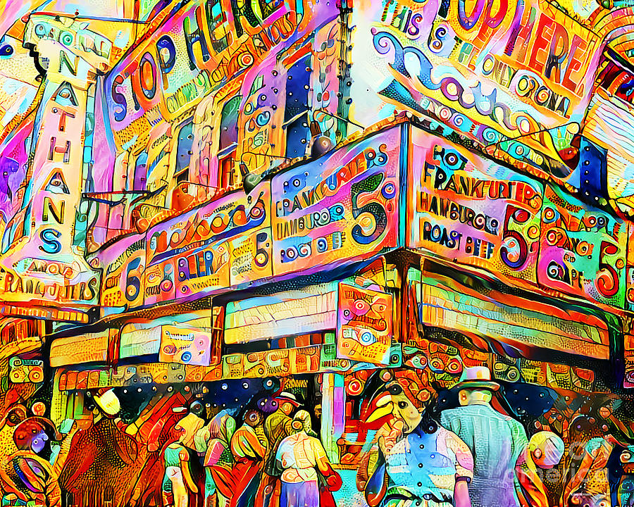 Vintage New York Coney Island in Vibrant Whimsical Colors 20200720v1 Photograph by Wingsdomain Art and Photography