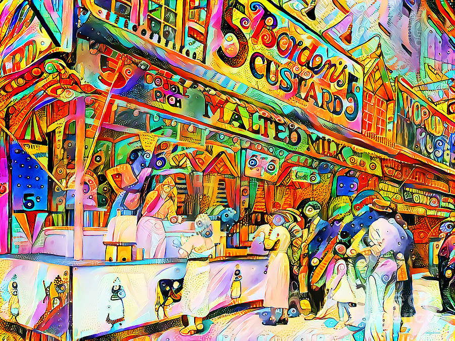 Vintage New York Coney Island in Vibrant Whimsical Colors 20200720v2 Photograph by Wingsdomain Art and Photography