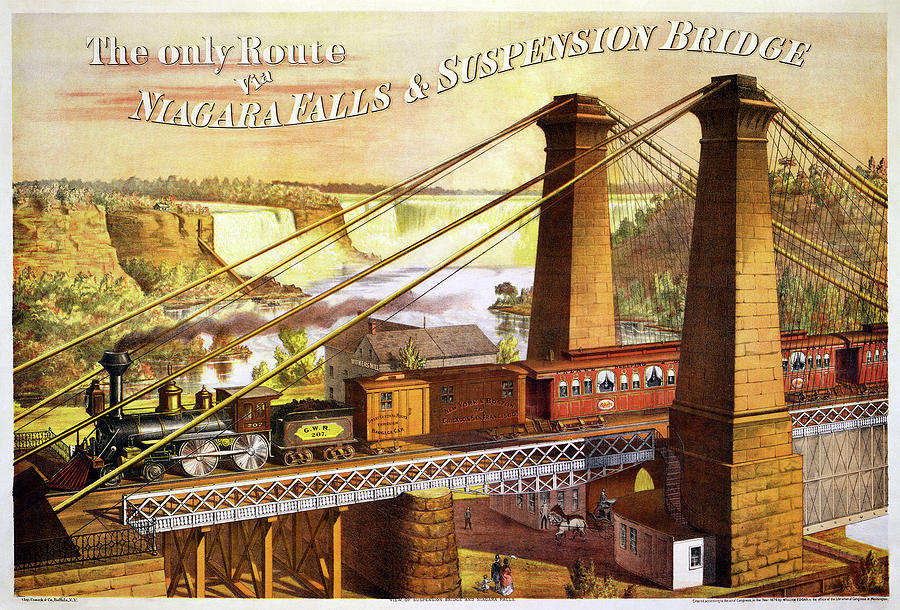 Vintage Niagara Falls Railway Poster Drawing by Travel Poster