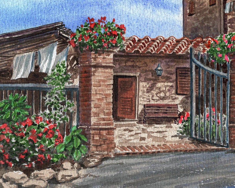 Vintage Nostalgia Old Italian Town San Gimignano Tuscany Painting