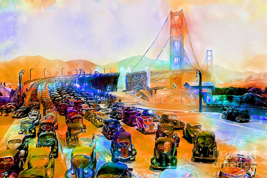 Vintage Nostalgic Iconic San Francisco Golden Gate Bridge 20201201 v2 Photograph by Wingsdomain Art and Photography