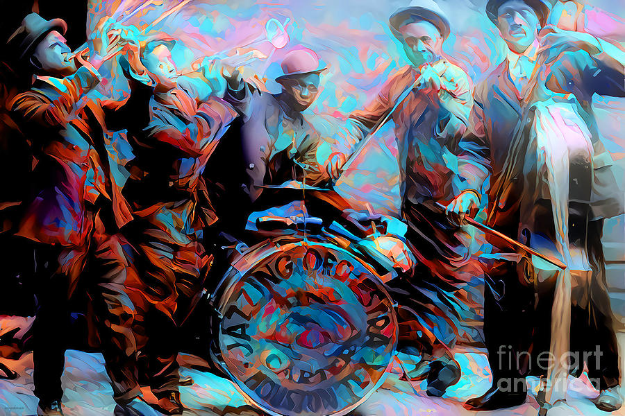 Vintage Nostalgic Jazz Band of The Roaring 1920s in Vibrant Colors 20210711 v2 Photograph by Wingsdomain Art and Photography