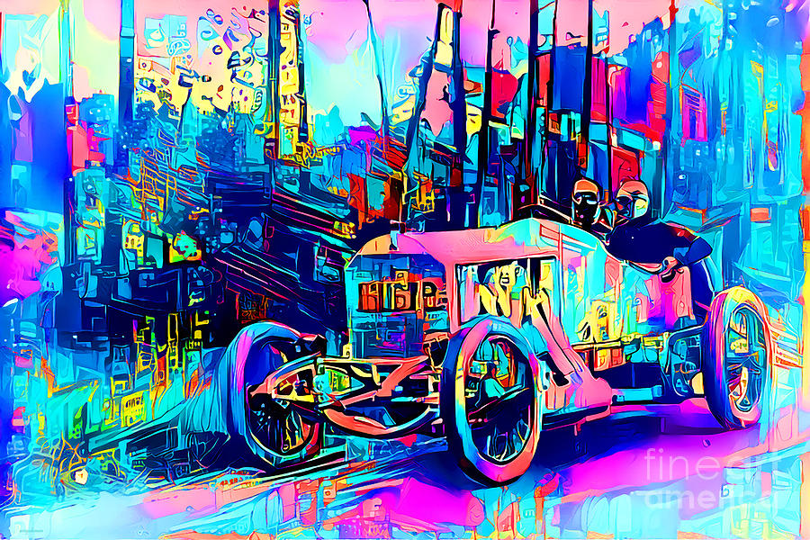 Vintage Nostalgic Le Mans Racer in Popular Culture Action Comics Style Art 20210717 Photograph by Wingsdomain Art and Photography