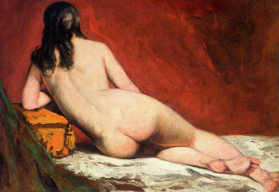 Vintage Nude Study of a Reclining Woman Painting by William Etty