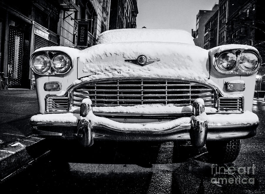 Vintage NYC Taxi - BW Photograph by James Aiken