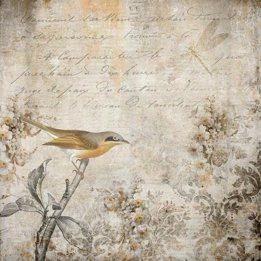 Bird Digital Art - Vintage Ode to Spring by Peggy Collins