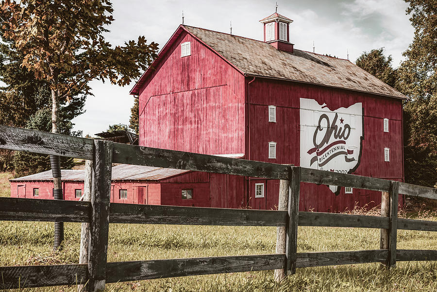 Vintage Ohio State Bicentennial Barn and Fence Photograph by Gregory Ballos