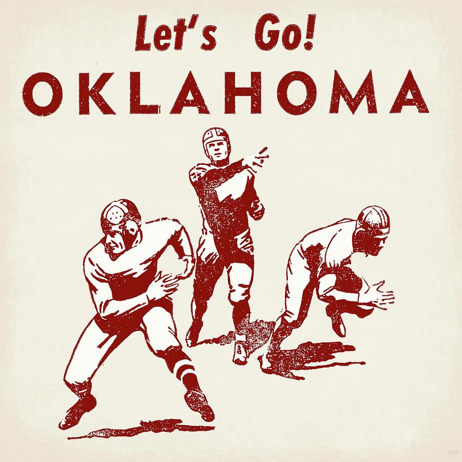 Vintage Oklahoma Football Art Mixed Media by Row One Brand