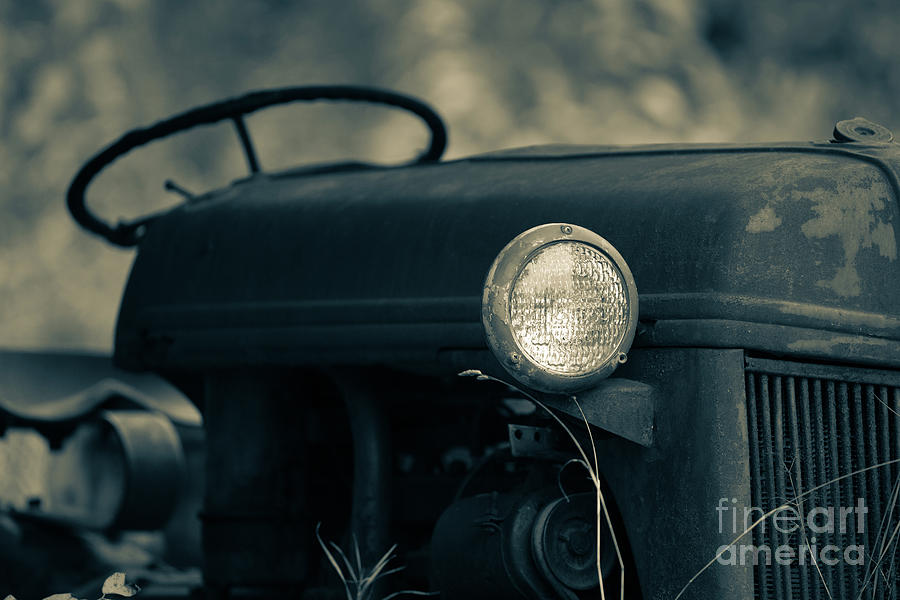 Vintage Old Tractor in Denim Blue Photograph by Edward Fielding
