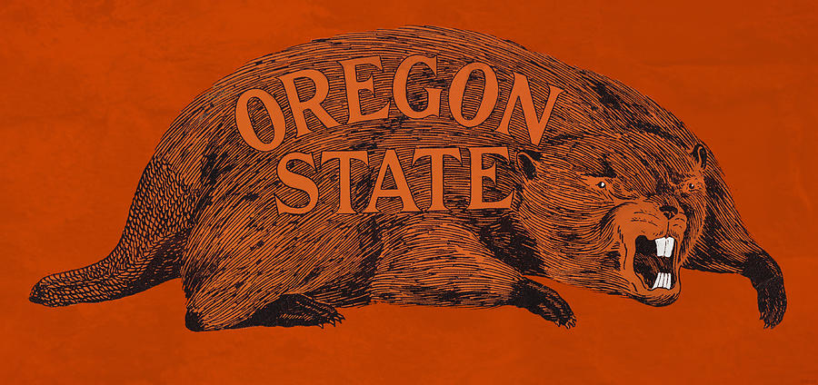 Vintage Oregon State Beaver Art Mixed Media by Row One Brand