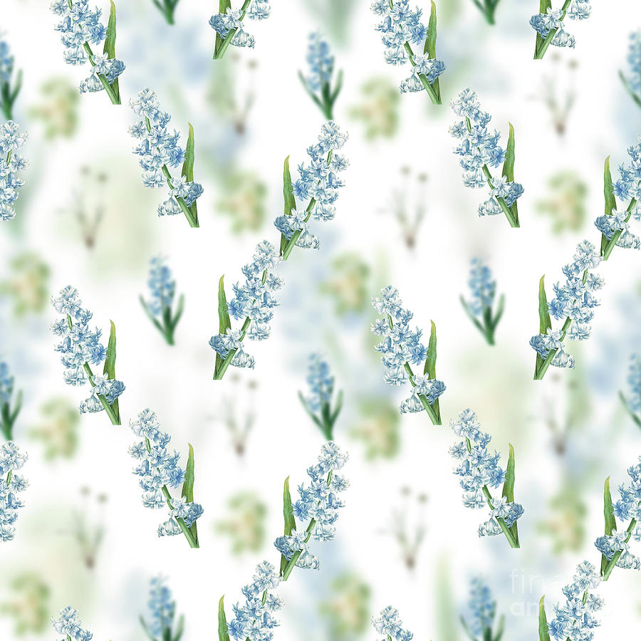 Vintage Oriental Hyacinth Floral Garden Pattern on White n.2094 Mixed Media by Holy Rock Design