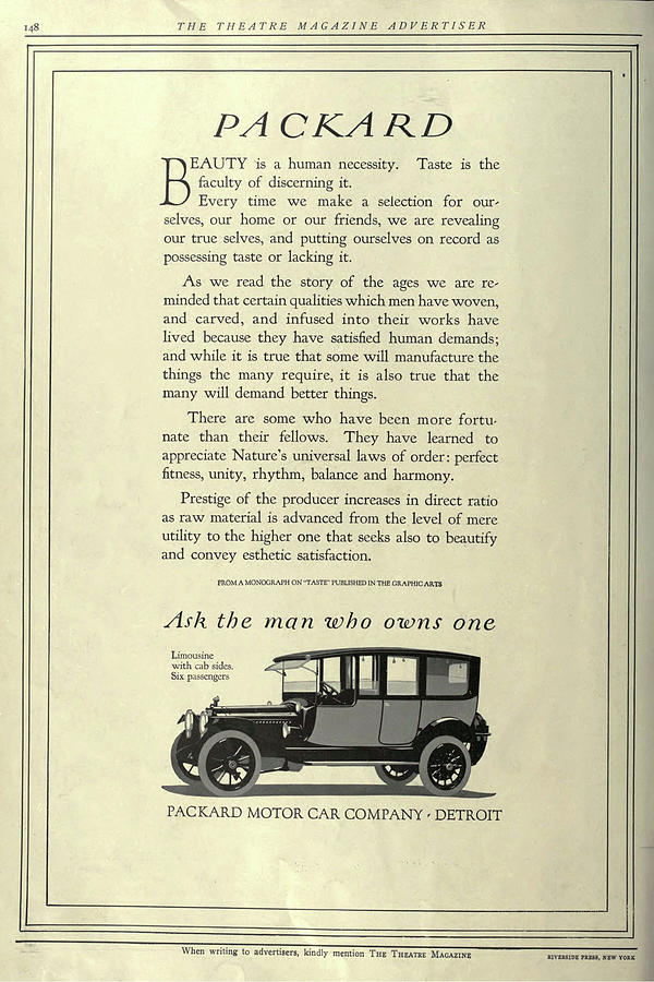 Vintage Packard Luxury Car Ad Drawing by Peggy Collins