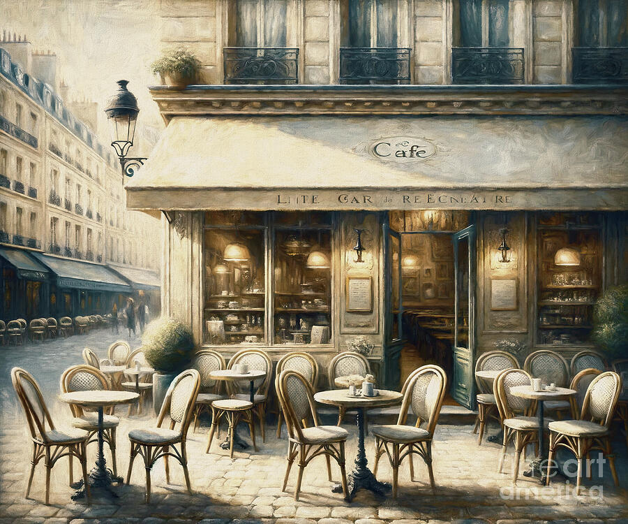 Vintage Paris Cafe  Mixed Media by Maria Angelica Maira
