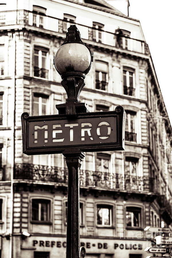 Vintage Paris Metro Sign in France Photograph by John Rizzuto - Fine Art  America