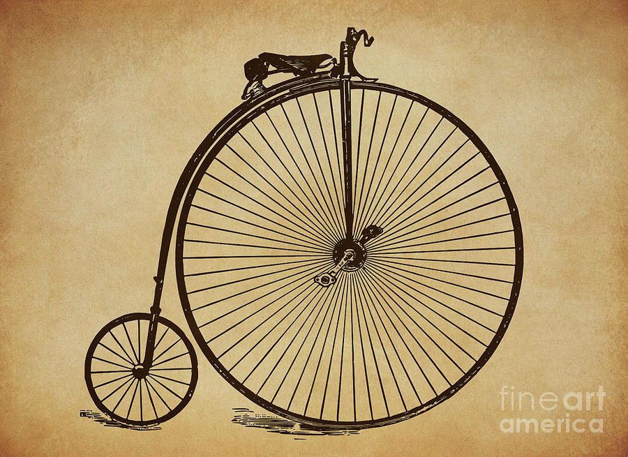 Vintage Penny-Farthing Bicycle Drawing by Mark Miller