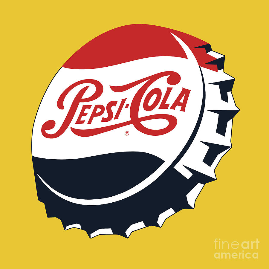 Vintage Pepsi Cola Bottle Caps 06_yellow Bgr Digital Art