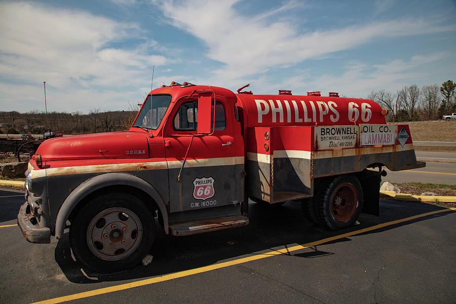 Vintage Phillips 66 gas truck on Historic Route 66 in Missouri Photograph by Eldon McGraw