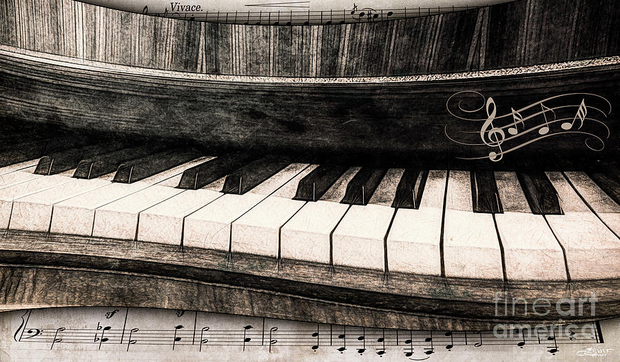 Vintage Piano Digital Art by Jutta Maria Pusl