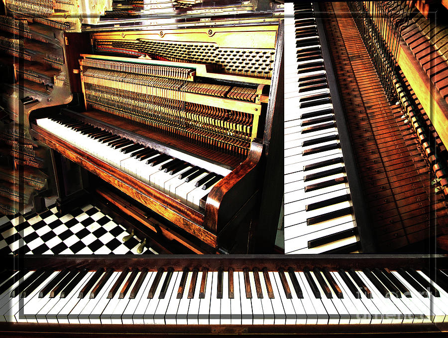 Vintage piano montage, history, keys, wood, and music Photograph by Tom Conway