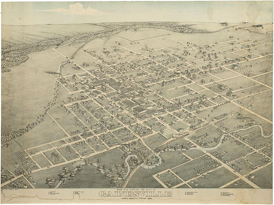 Vintage Pictorial Map Of Gainesville Texas - 1883 Digital Art By Paul 