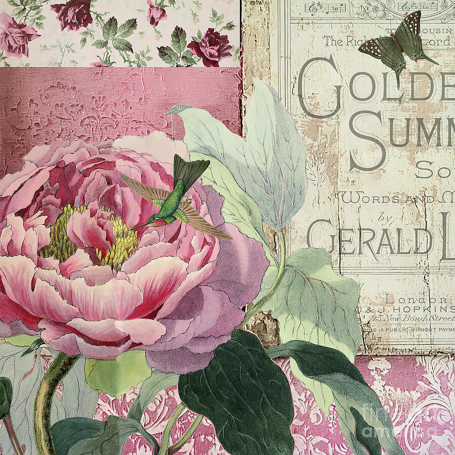 Vintage Pink Petals Mixed Media by Tina LeCour Vintage Pink Petals Mixed Media by Tina LeCour