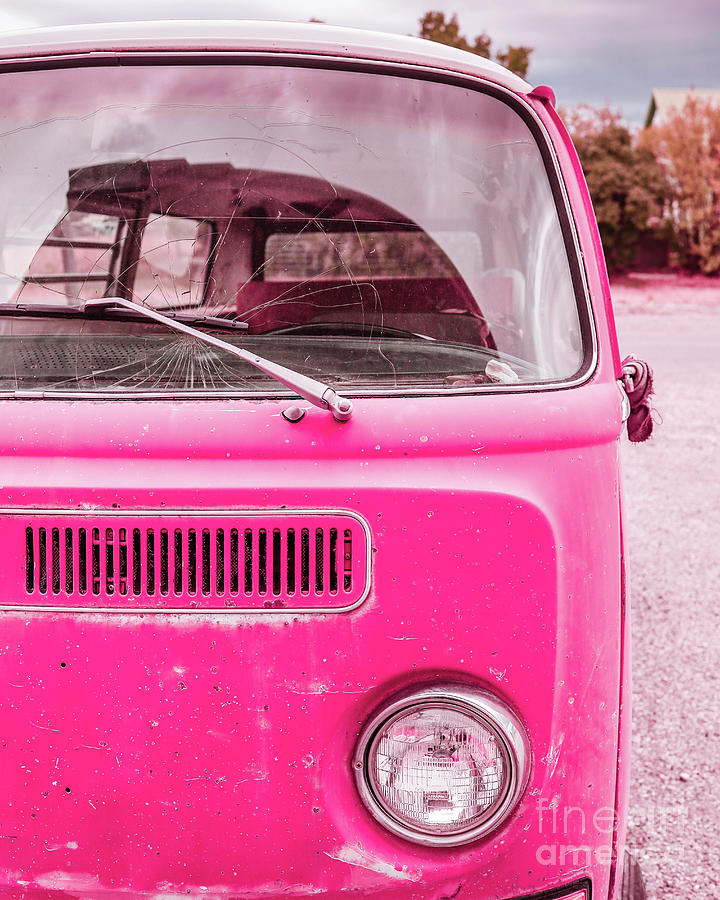 Vintage Pink VW Bus Photograph by Edward Fielding