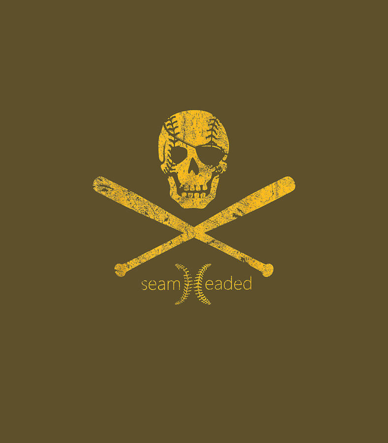  Vintage Pirate Baseball Skull and Bats Jolly Roger T