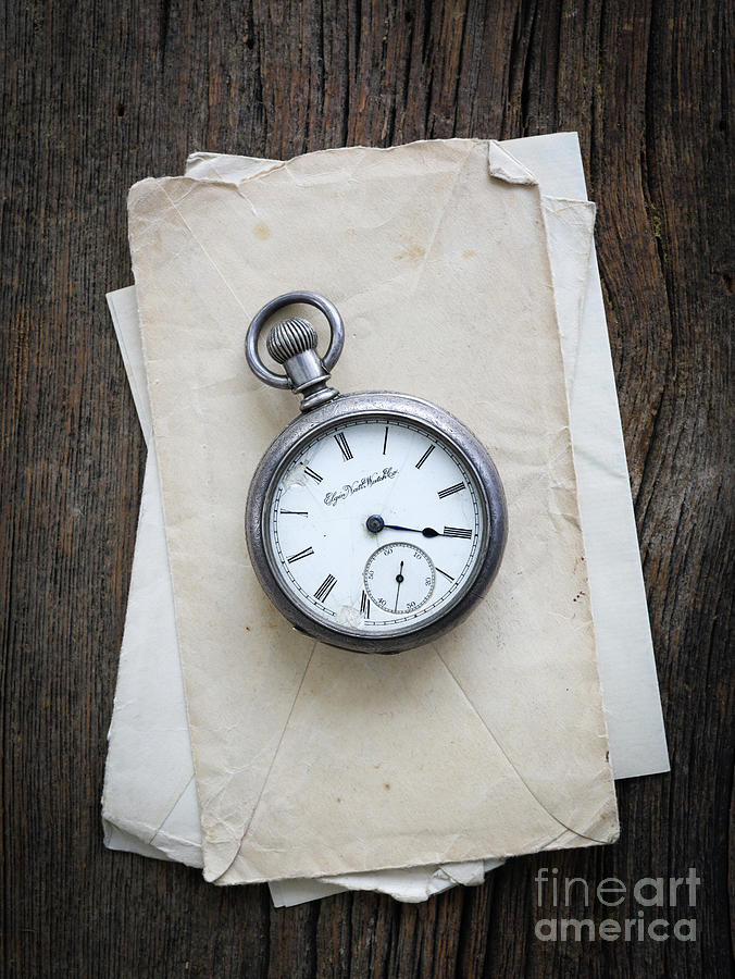 Vintage Pocket Watches Over Vintage Paper Photograph by Edward Fielding