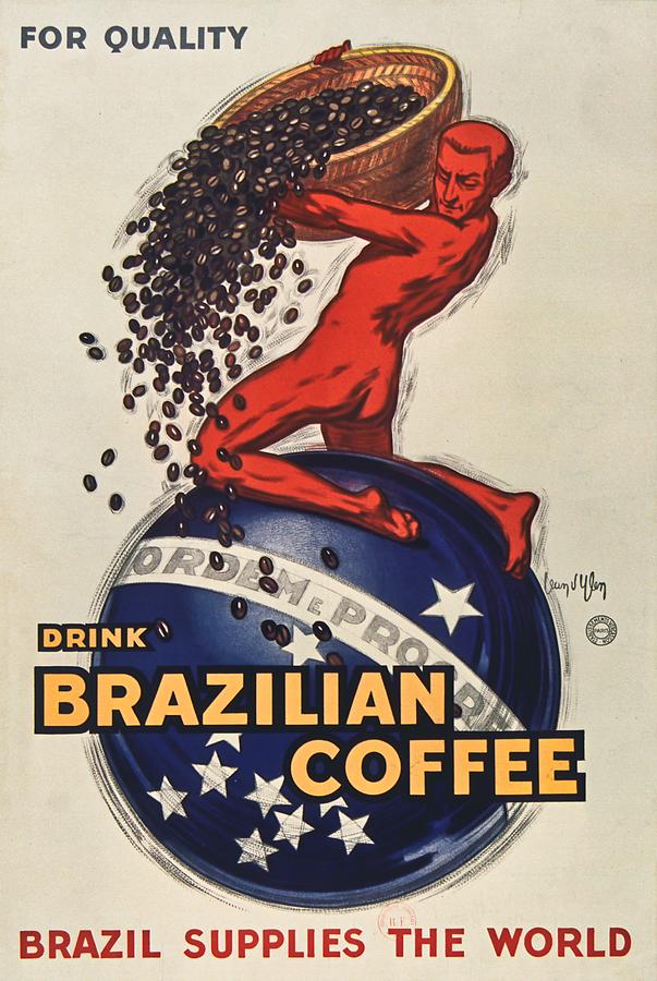 Brazilian Coffee Drawing - Vintage Poster - Brazilian Coffee 1931 by Jean dYlen