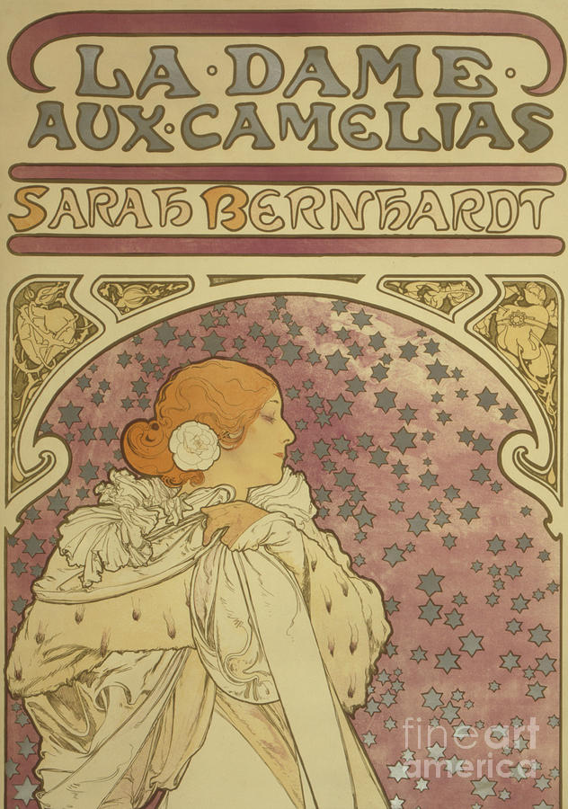 Vintage Poster showing Sarah Bernhardt as Camille Painting by Alphonse Marie Mucha