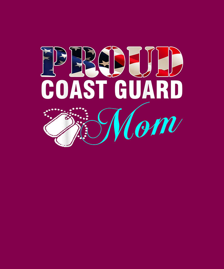 Vintage Proud Coast Guard Mom With American Flag Gift Drawing By Ngo 