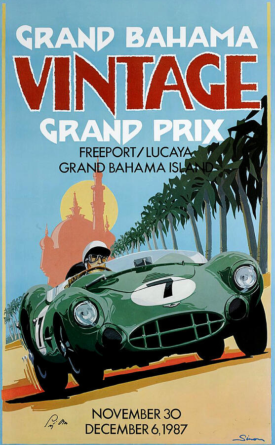 Vintage Digital Art - Vintage Racing Poster - Grand Bahama Grand Prix by Lawrence Miller