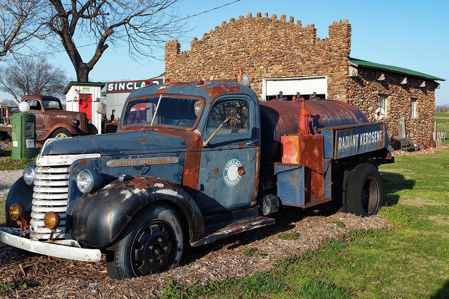 Vintage Radiant Kerosene truck on Historic Route 66 at Garys Gay Parita in Ash Grove Missouri Photograph by Eldon McGraw