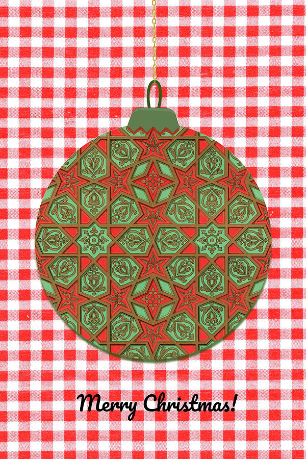 Vintage Red Checkered and Floral Christmas Ornament Graphic by Gaby ...